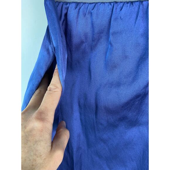 Kristensen Du Nord Women's Size 1 Blue Cotton Silk A-Line Skirt Made in Italy - Picture 4 of 4